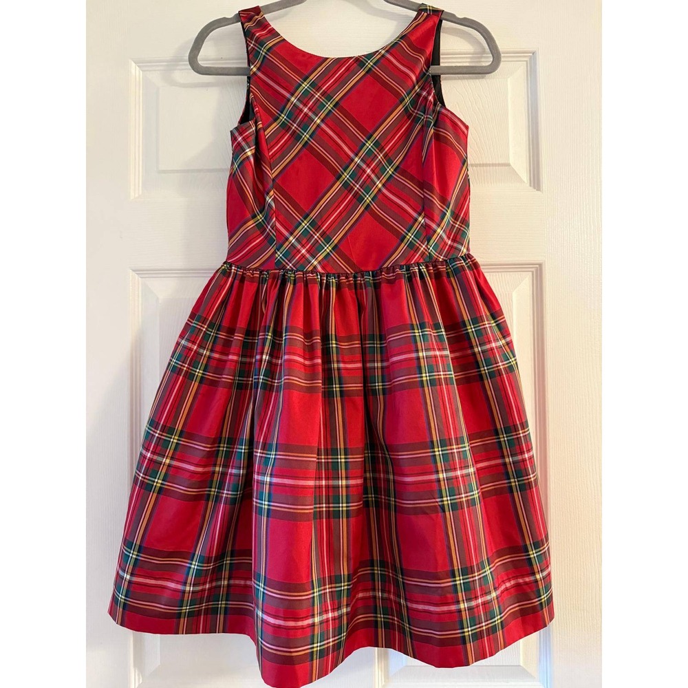 Polo Ralph Lauren‎ Girl's Red Plaid Tartan Taffeta Holiday Party Dress Size 14